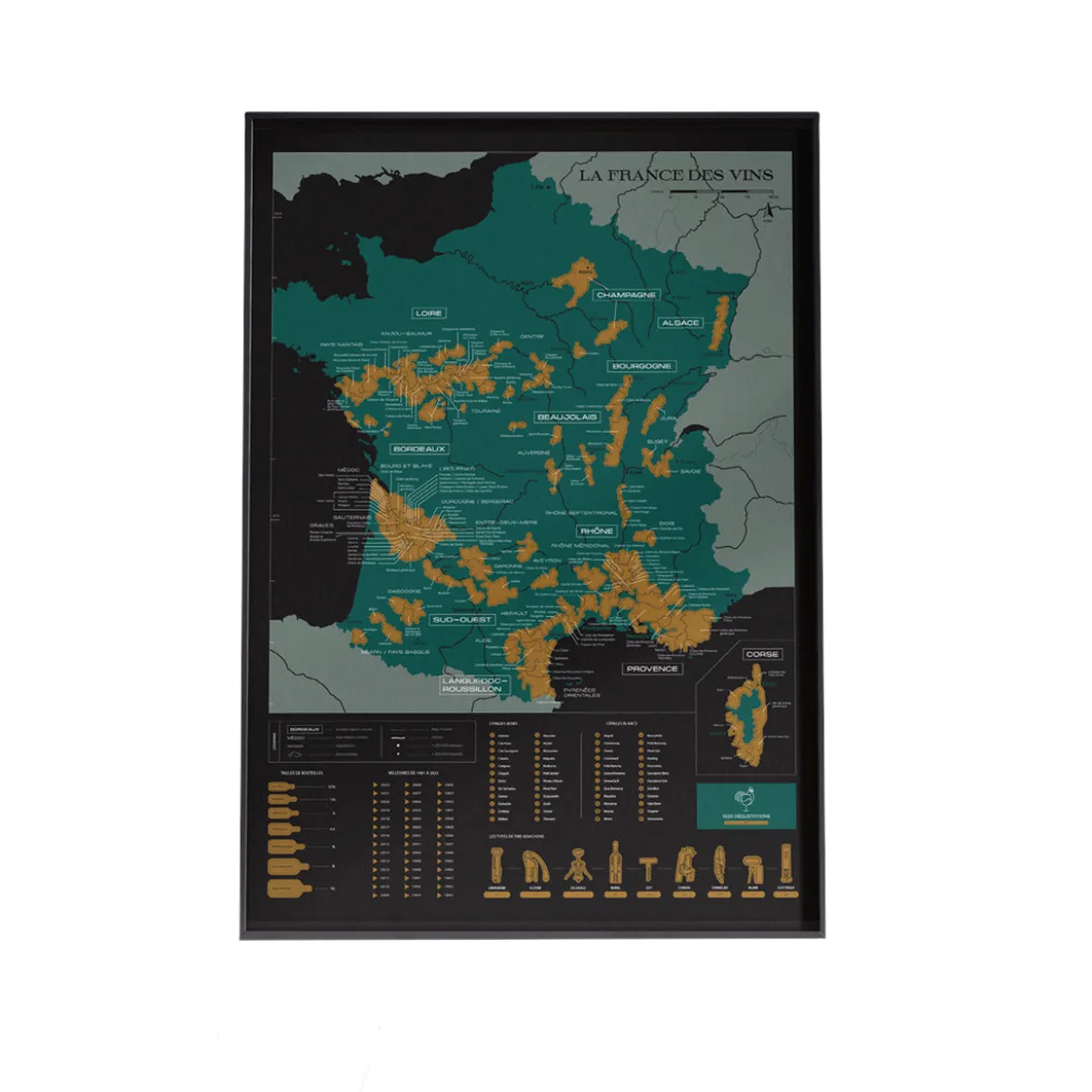 Affiche Carte à gratter - La France des Vins