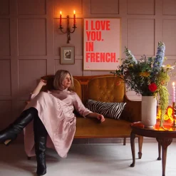 Affiche I love you in French - 50 x 70 cm - Pink
