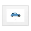 Affiche Le duo Citroen 2CV Bleue - 30 x 40 cm