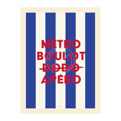 Affiche rayée Paris - Métro Boulot Dodo
