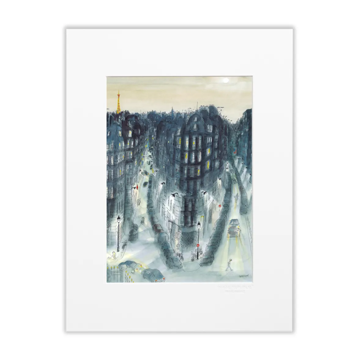 Affiche Sempé Quartier Nuit - 30 x 40 cm