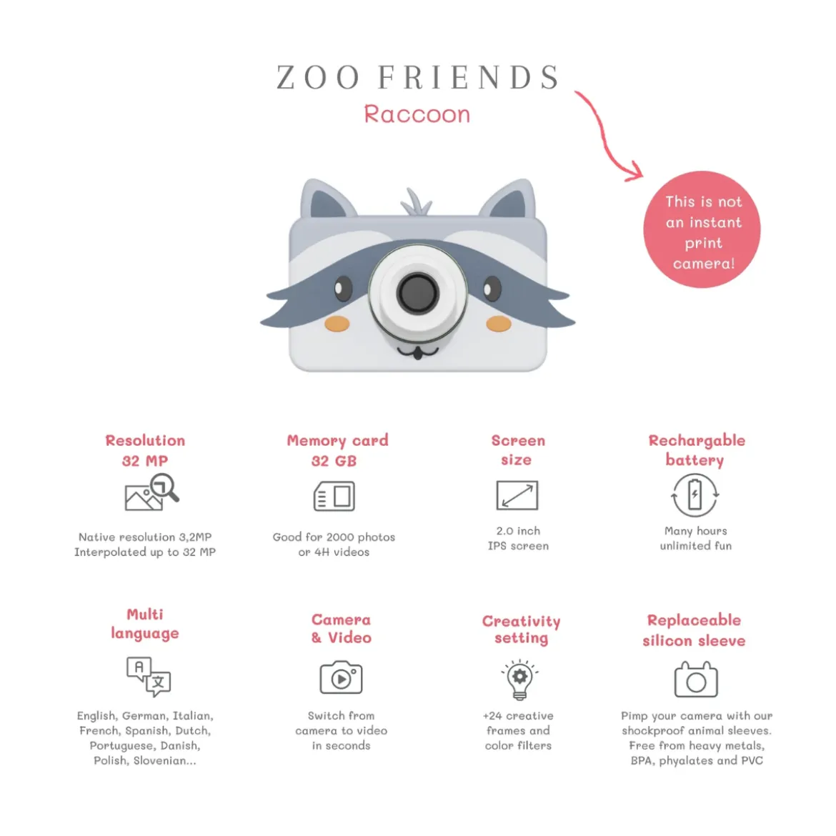 Appareil photo Zoo Friends - Racoon