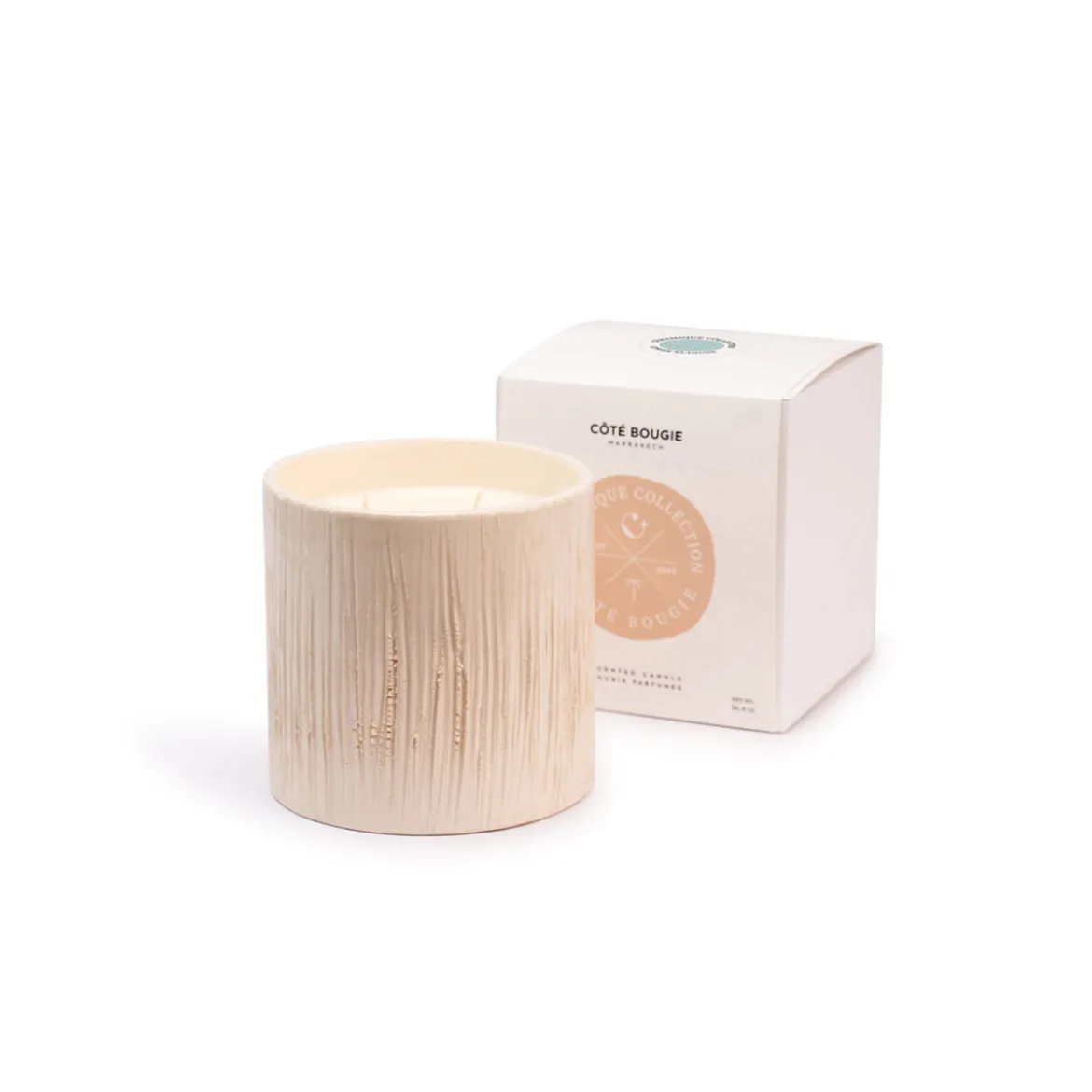 Bougie Céramique Striée Fleur d'Oranger - White