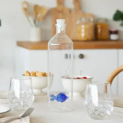 Bouteille Atlantis Blue fish en verre borosilicate - 1,2 L