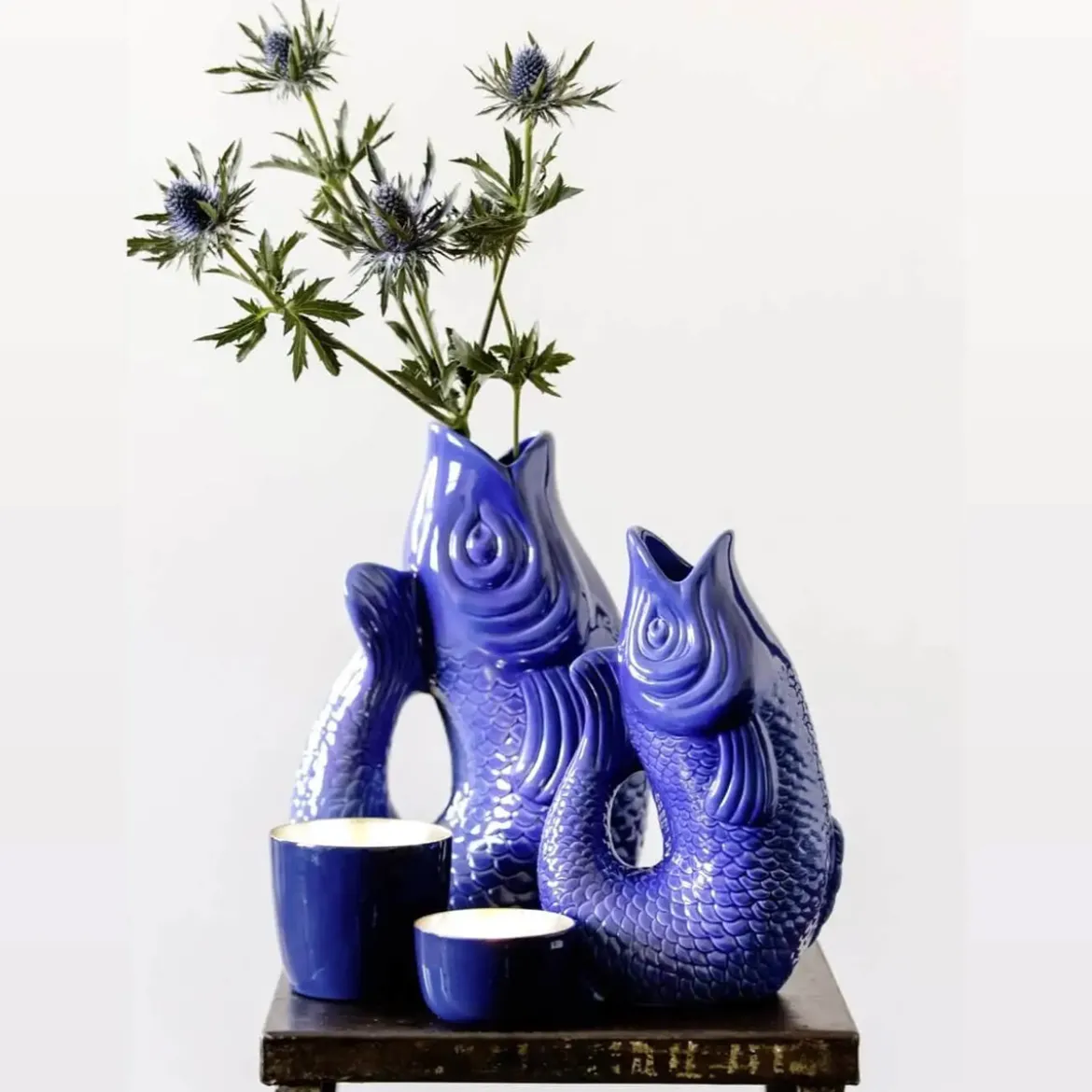 Carafe / Vase Monsieur Carafon Poisson - Azur