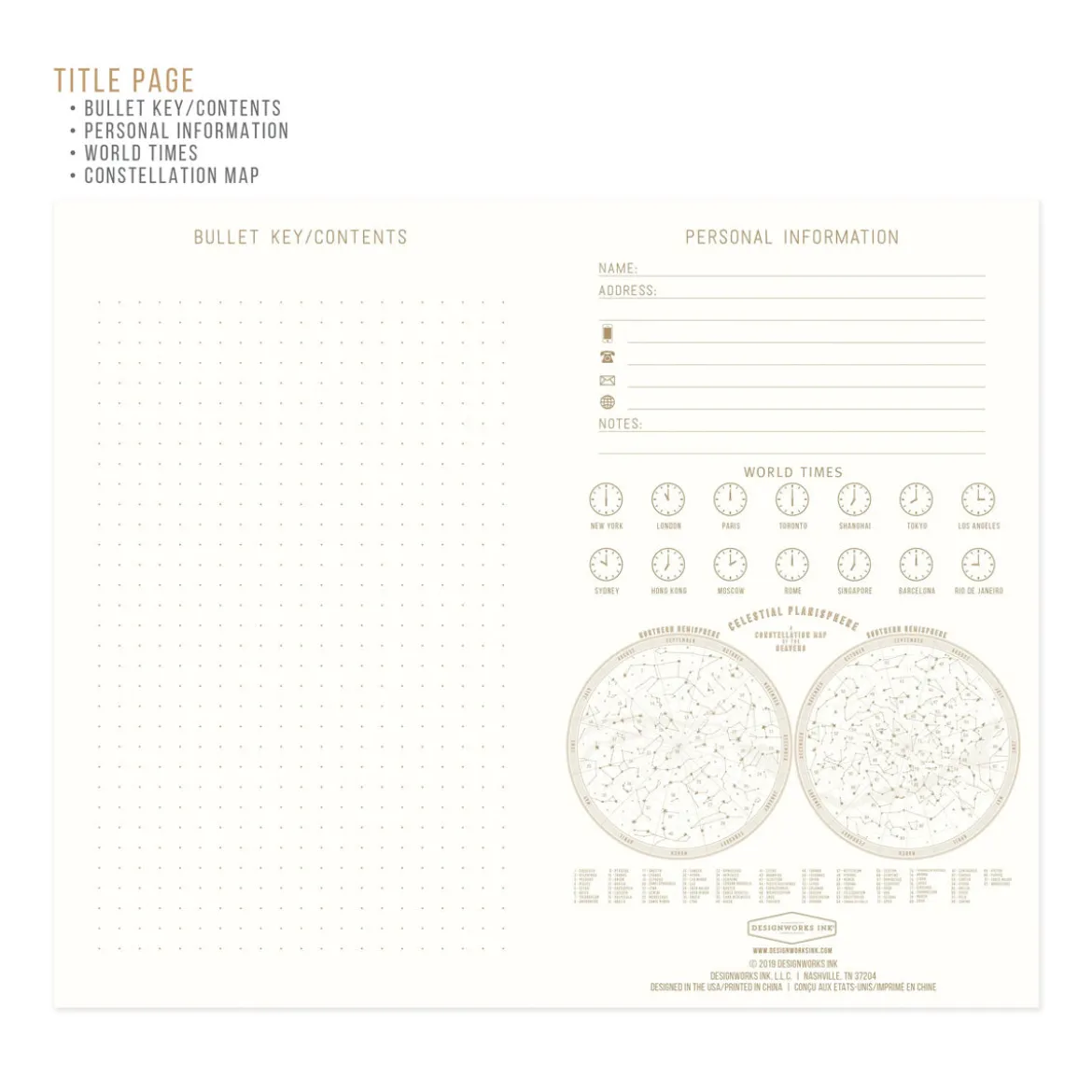 Carnet Constellations - Bleu Marine