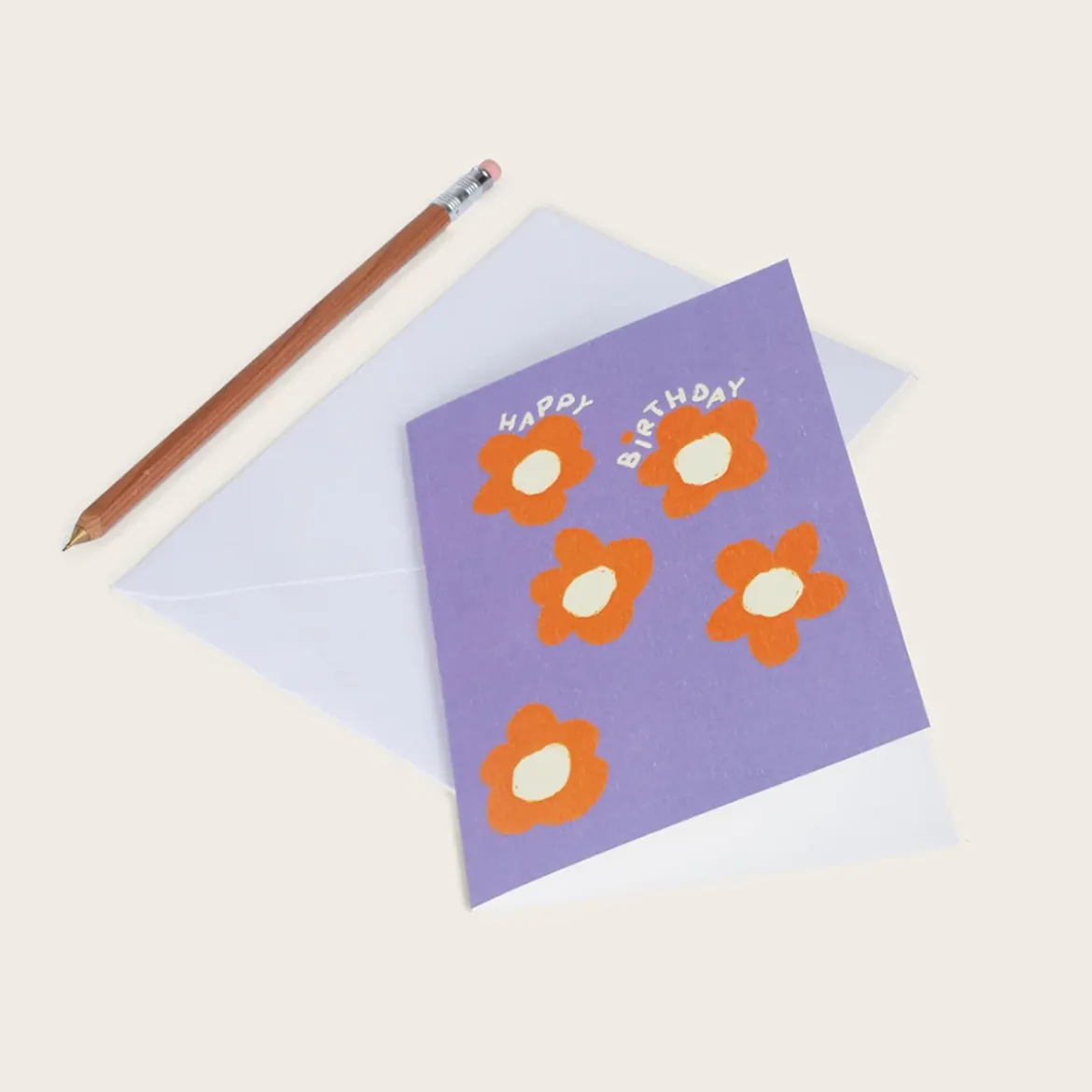 Carte Double Flower Birthday - Happy Birthday