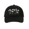 Casquette Baseball Brodée Daisy Bloom - Noir