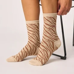 Chaussettes Coton Peigné - Zèbre Beige