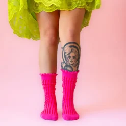Chaussettes côtelées à volants