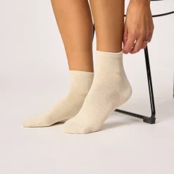 Chaussettes Pailletées Coton Peigné - Beige
