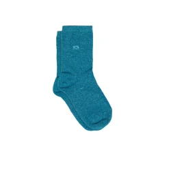 Chaussettes Pailletées Coton Peigné - Bleu Canard