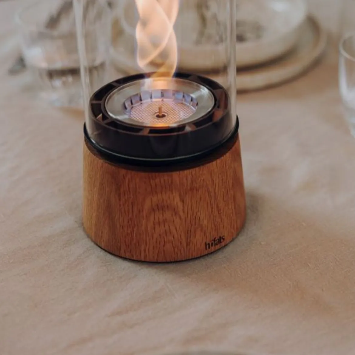 Cheminée / Feu de table Spin Air 900 - Ø 10.6 x 40.5 cm - Chêne