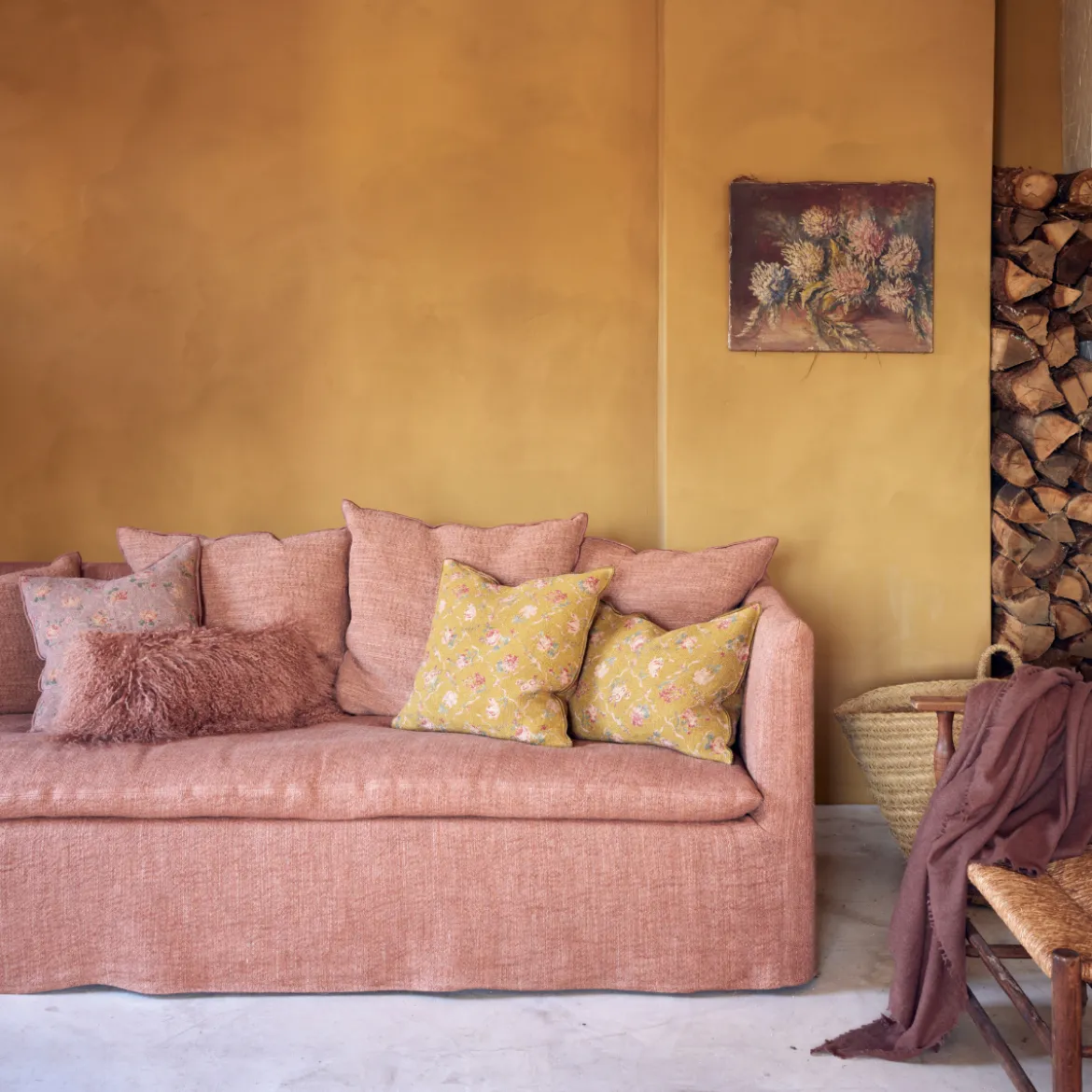 Coussin Basic Tibet - Bois de Rose 25x50 cm