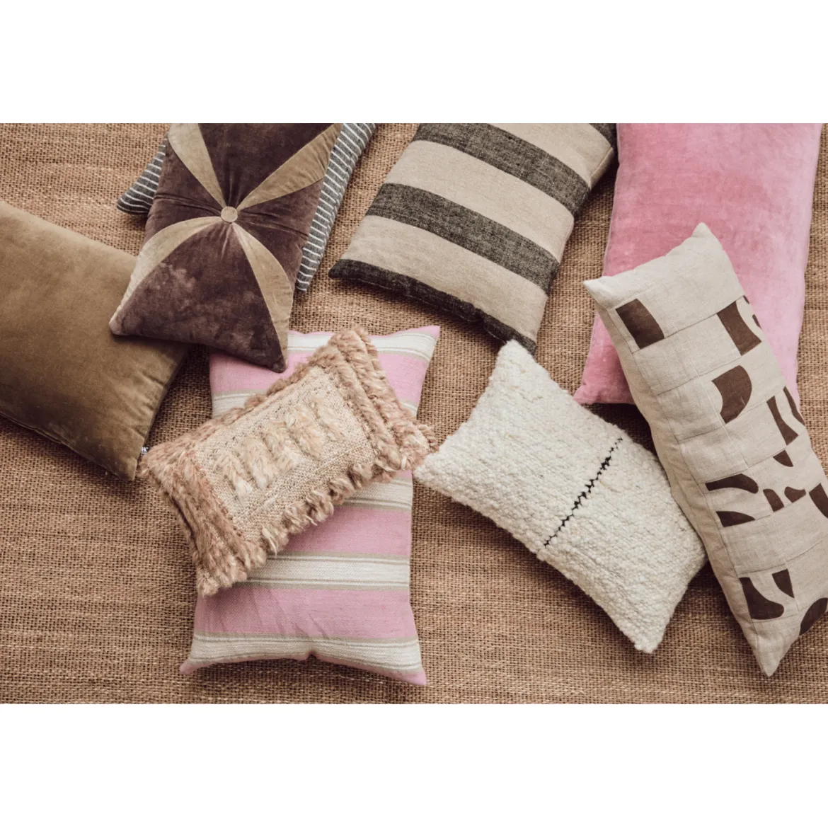 Coussin Tissé Rayé Blush - 60x40 cm