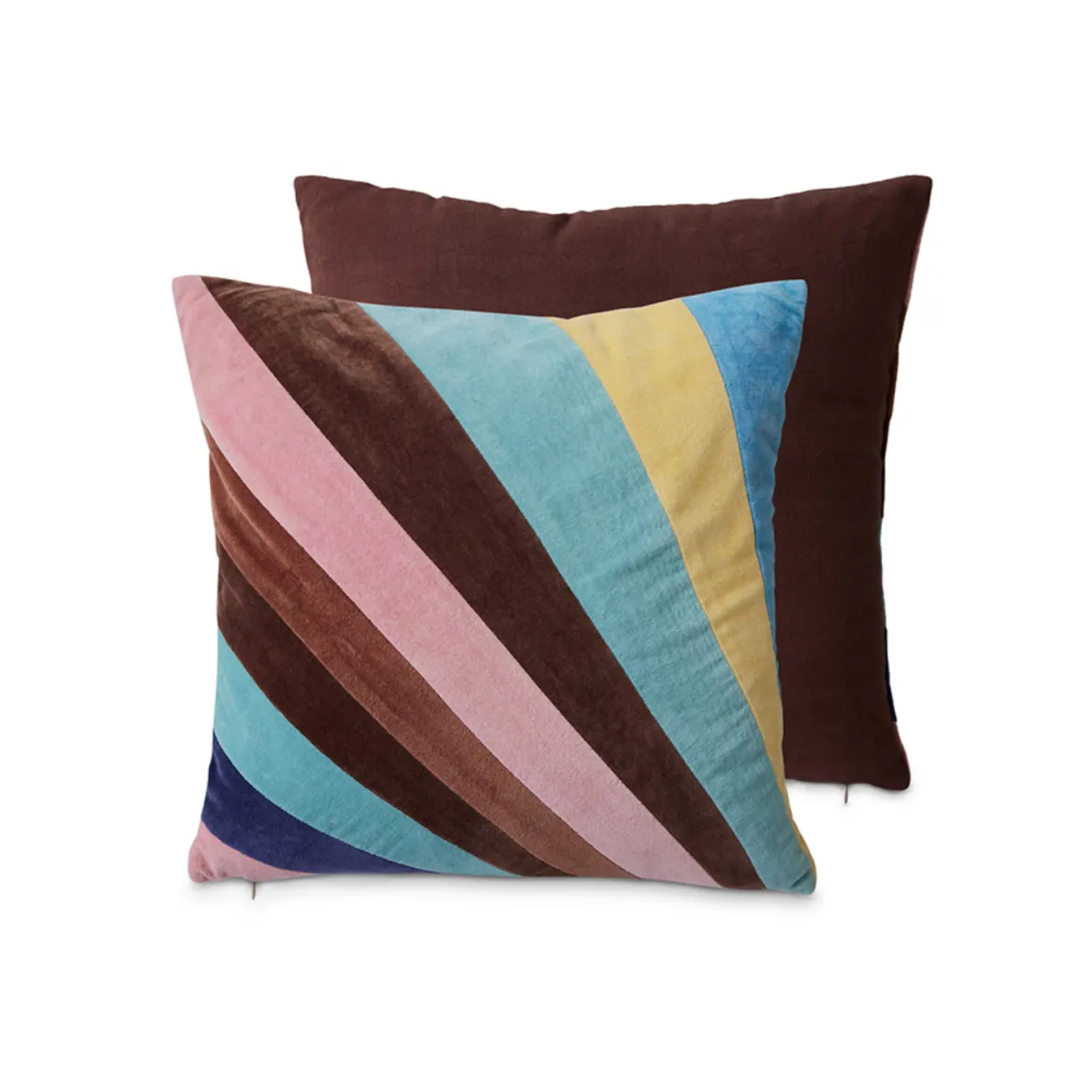 Coussin Velours Rayures Eventide - 45x45 cm