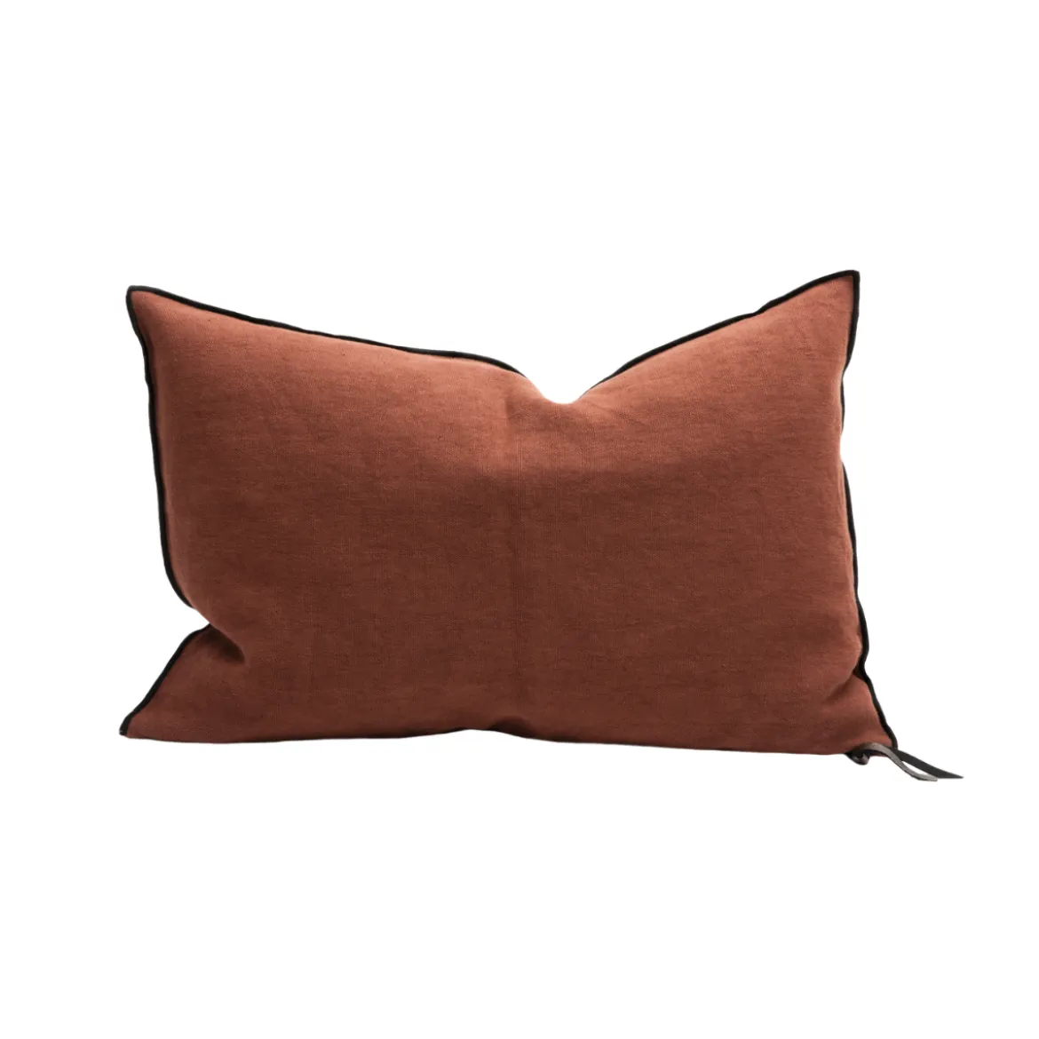 Coussin Vice Versa - Black Line Lin Stone Washed - Argile