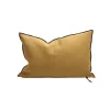 Coussin Vice Versa - Black Line Lin Stone Washed - Ocre