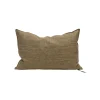 Coussin Vice Versa Lin Lavé Froissé - Kaki / Givré