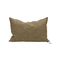 Coussin Vice Versa Lin Lavé Froissé - Kaki / Givré