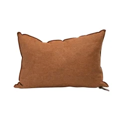 Coussin Vice Versa Lin Lavé Froissé - Châtaigne / Givré