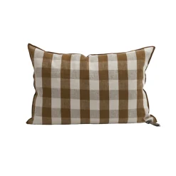Coussin Vice Versa - Lin Lavé - Vichy Cottage Havane