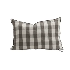 Coussin Vice Versa - Lin Lavé - Vichy Cottage Terre