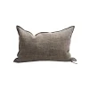 Coussin Vice Versa - Toile Rustique Chinée - Naturel/Noir