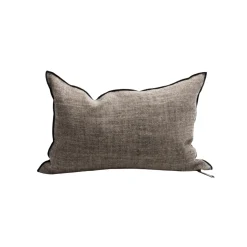 Coussin Vice Versa - Toile Rustique Chinée - Naturel/Noir