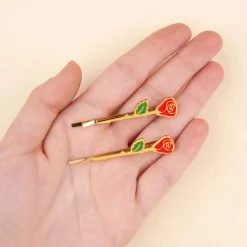 Duo Barrettes fines Roses
