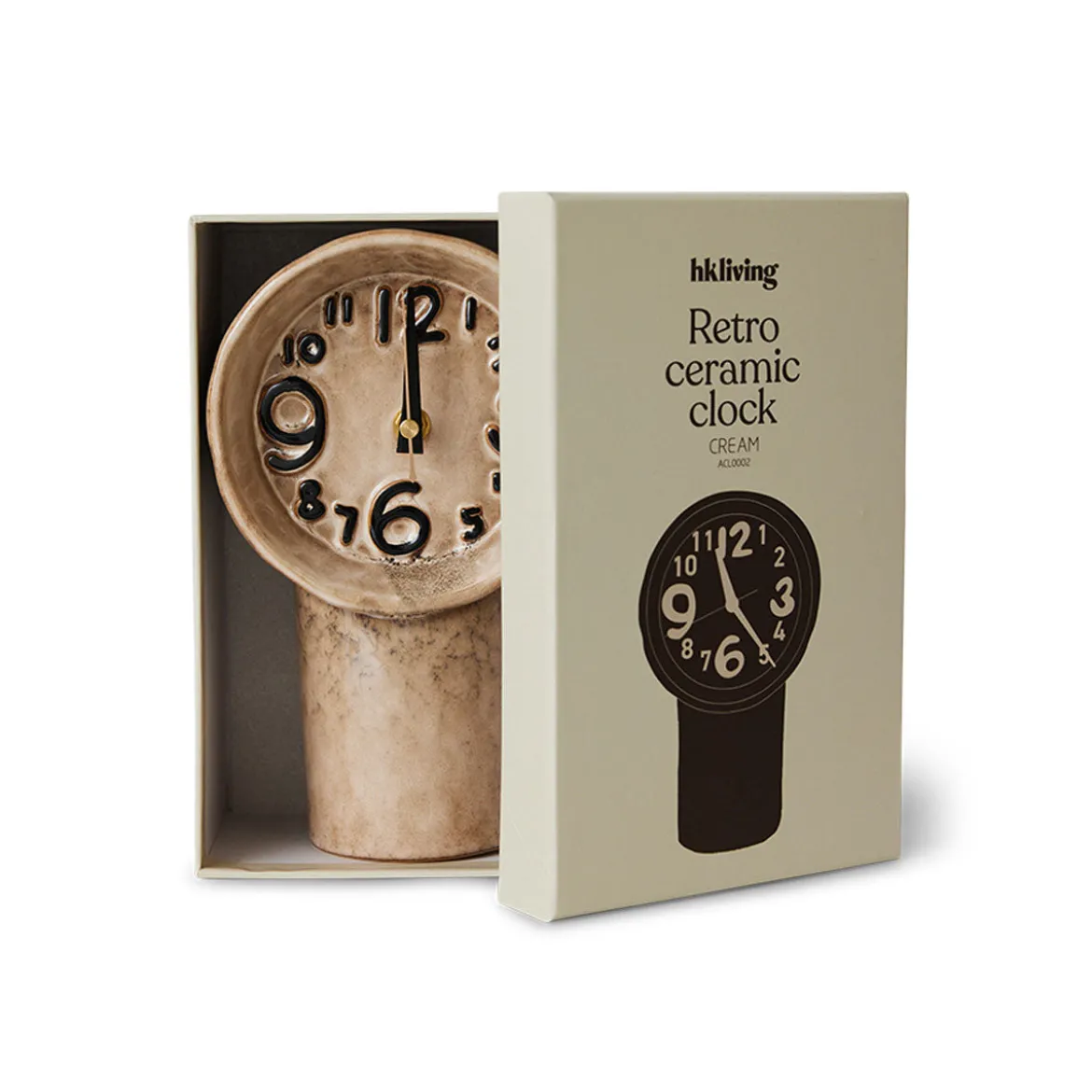 Horloge Rétro en céramique - h 23,5 cm - Crème