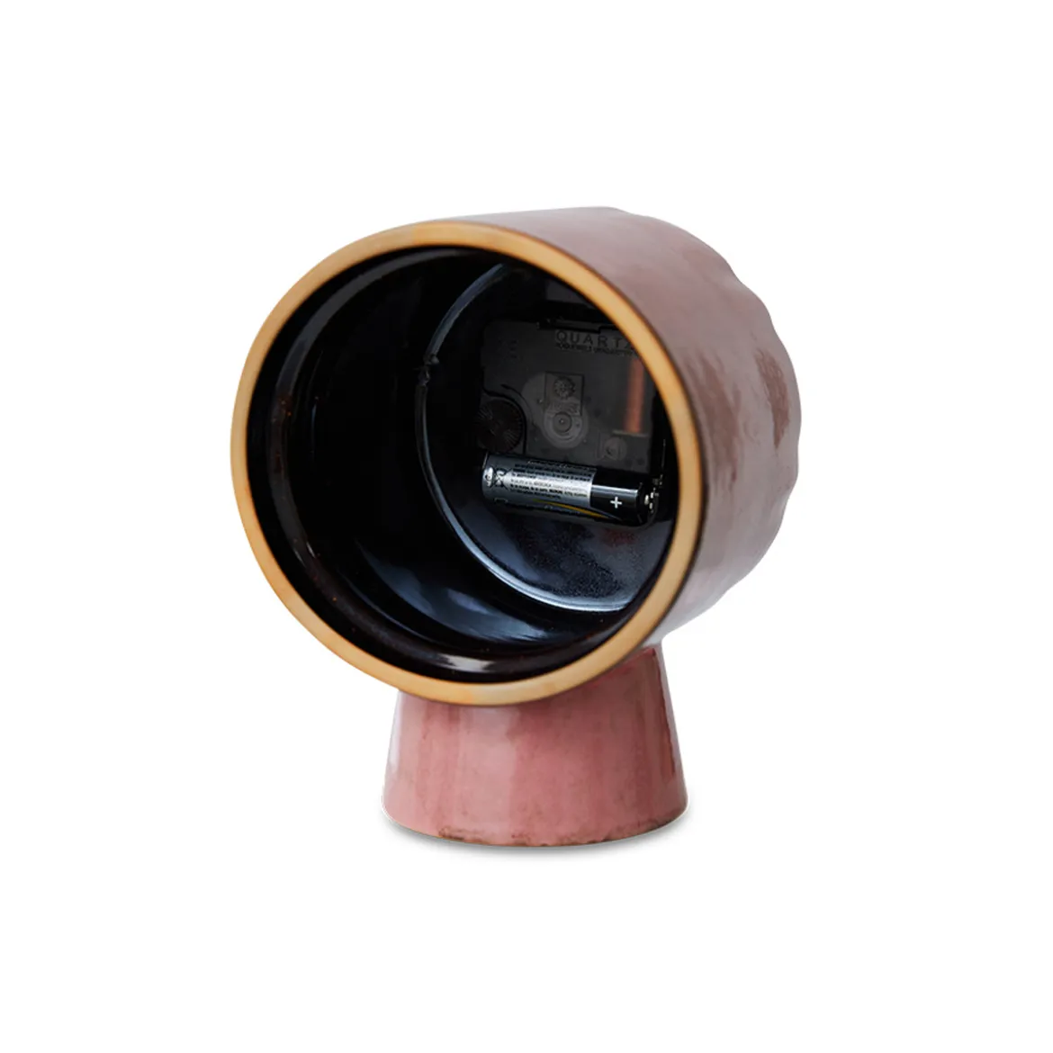Horloge Rétro en céramique - h 16,2 cm - Rose