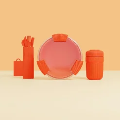Kit réutilisable Couverts - Lunch box - Mug - Orange
