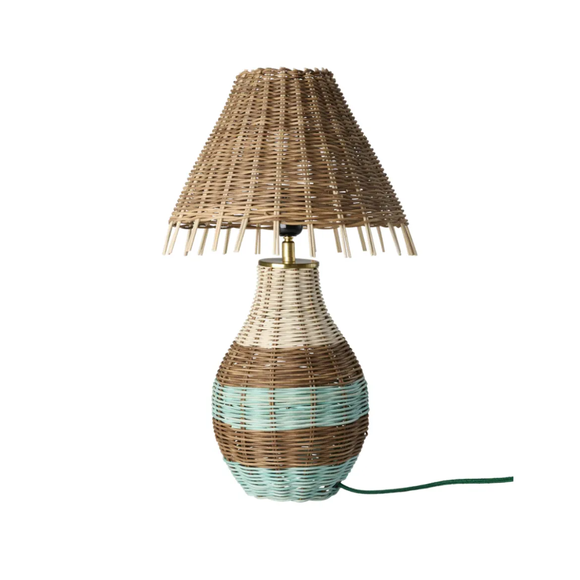 Lampe de Table - Rotin Rayures Brun Tall