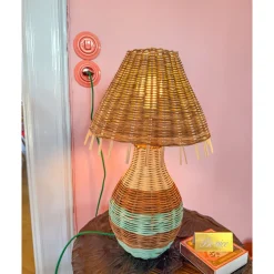 Lampe de Table - Rotin Rayures Brun Tall