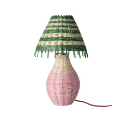 Lampe de Table - Rotin Rayures Pink Tall
