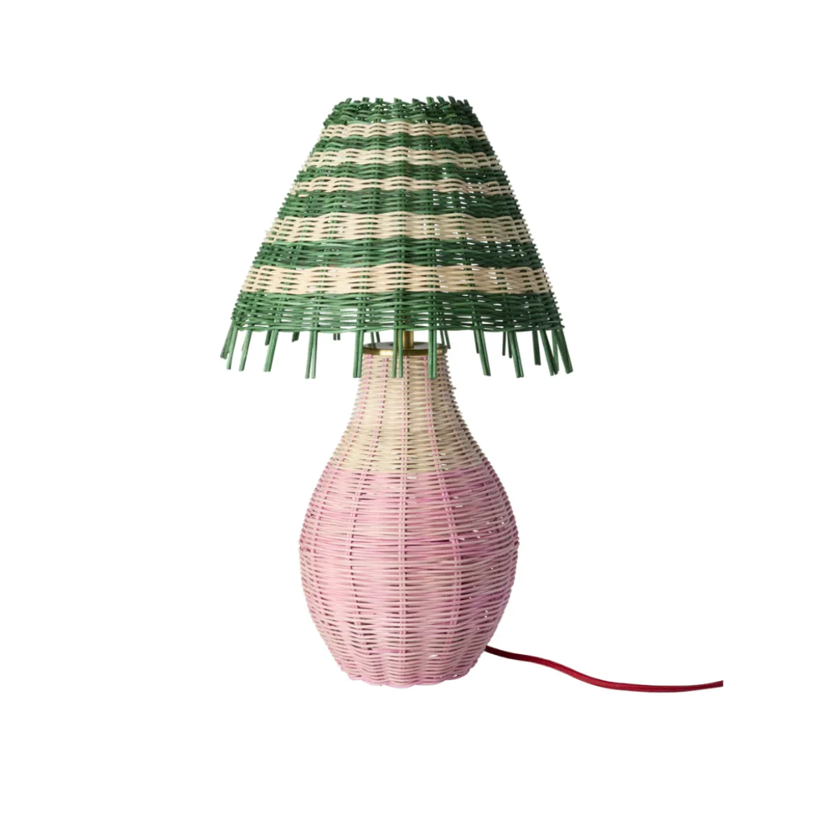 Lampe de Table - Rotin Rayures Pink Tall