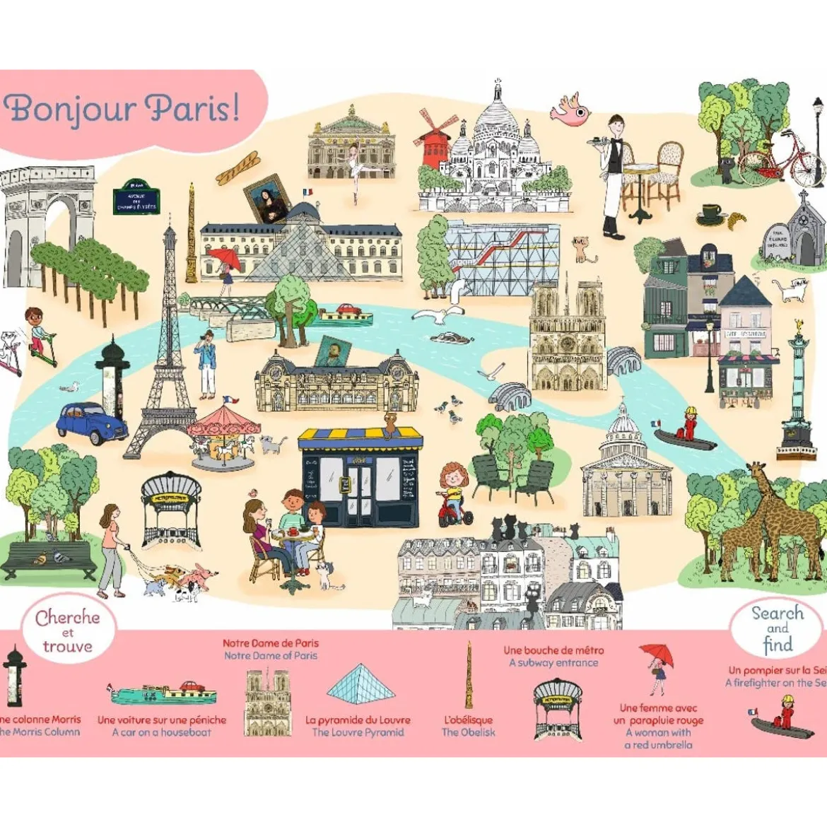 Livre éducatif Paris le Cherche et Trouve - Version Bilingue
