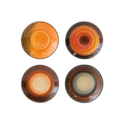 Lot de 4 Soucoupes Roasts en Céramique 70'S - 11.5 x 1.8 cm