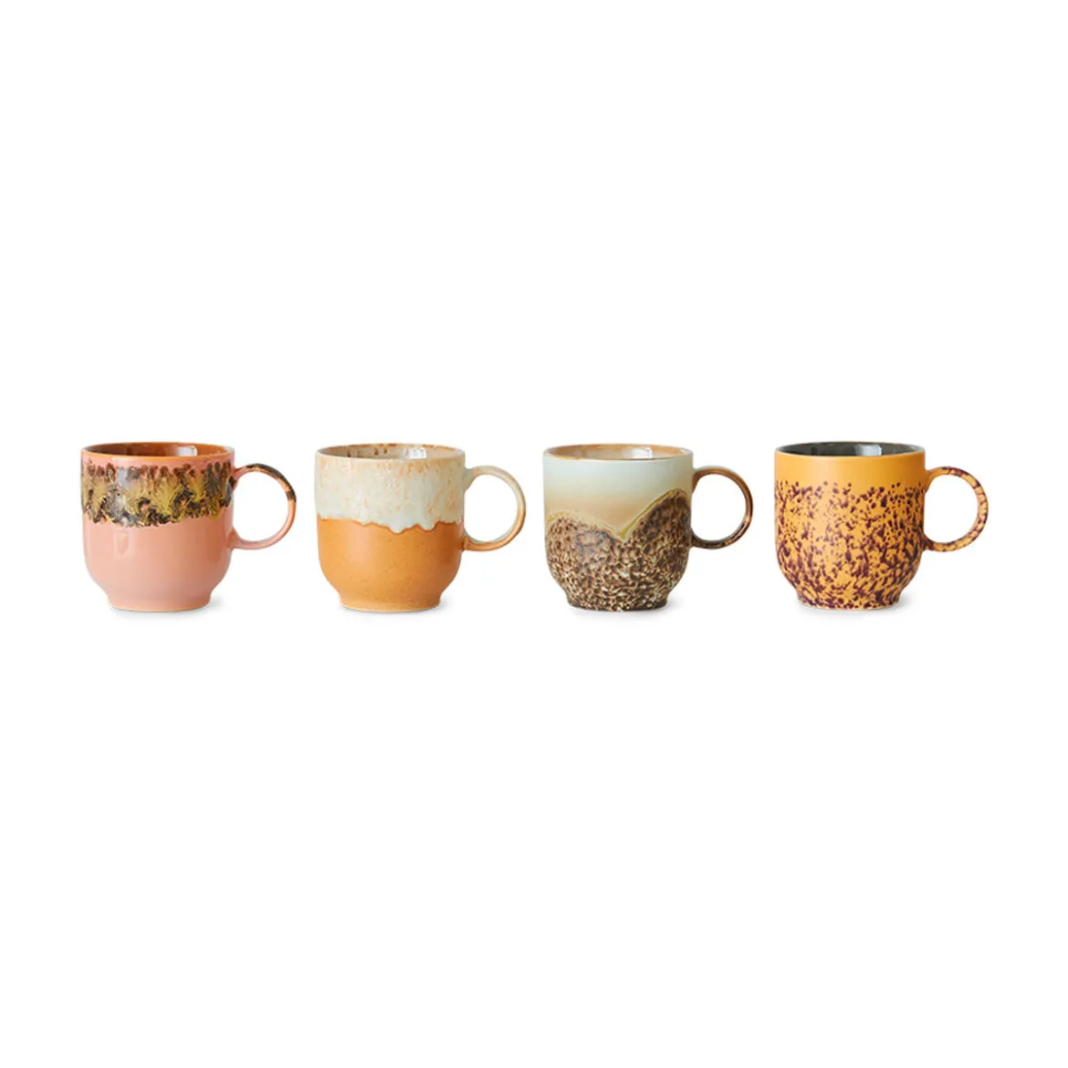 Lot de 4 Tasses à Cafe Cape en Céramique 70'S - 10.8 x 7.5