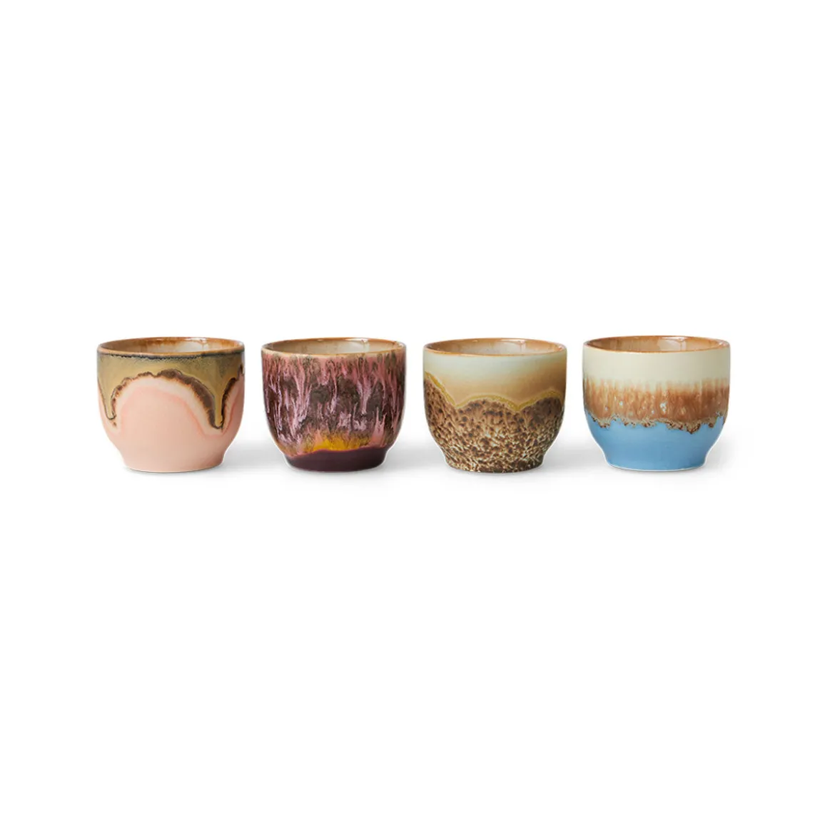 Lot de 4 Tasses à Cafe Lagoon en Céramique 70'S - 8 x 7 cm