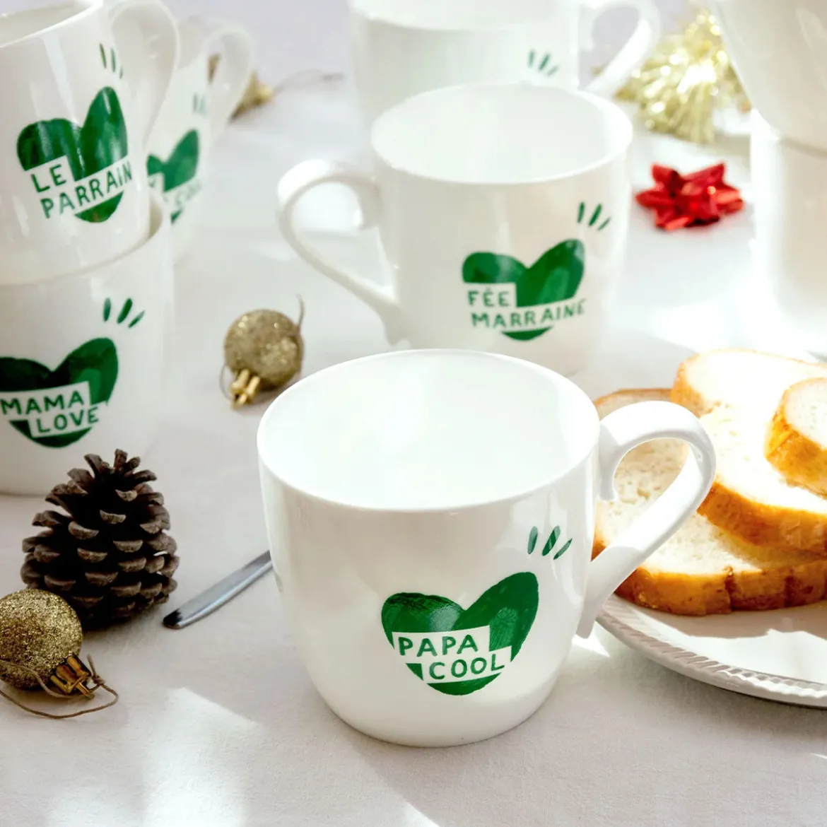 Mug Coeur Papa Cool - Vert Sapin