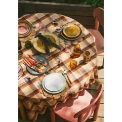 Nappe Vida Carreaux - Chestnut/Cream 140x220 cm