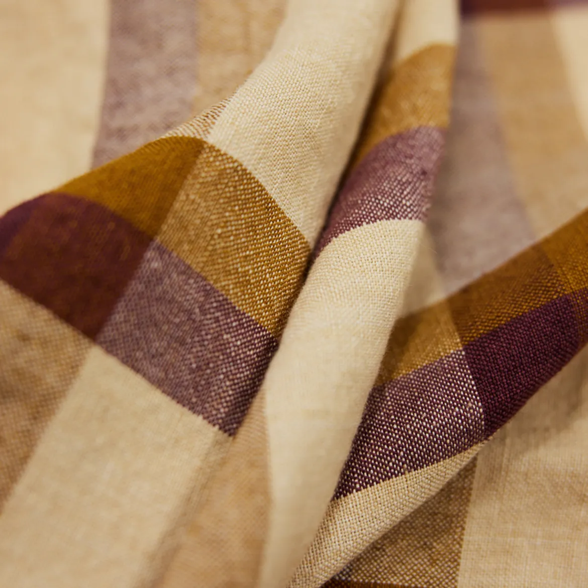 Nappe Vida Carreaux - Chestnut/Cream 140x220 cm