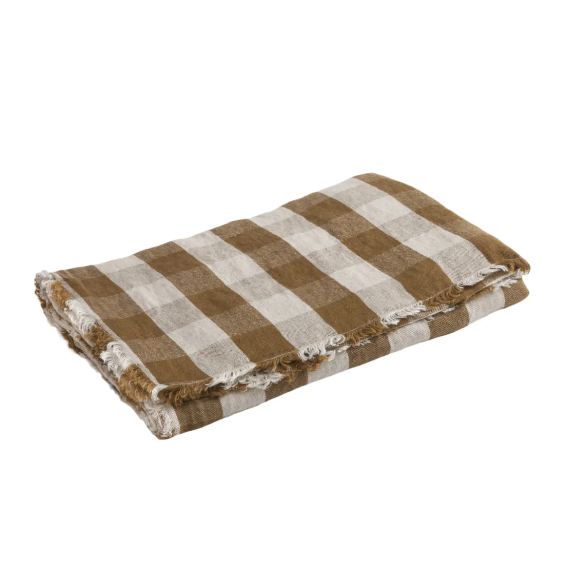 Plaid Vice Versa Frange - Lin Lavé Cottage - Havane 140x250 cm
