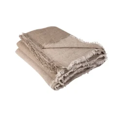 Plaid Vice Versa Frange - Lin Lavé Froissé - Taupe/Ciment