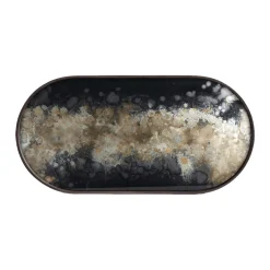 Plateau ovale en verre Black Organic