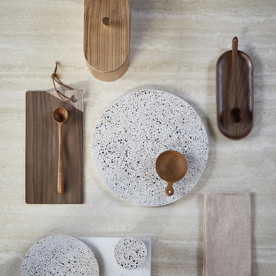 Plateau rond en béton - Terrazzo