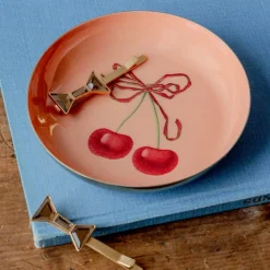 Plateau Rond en Émail - Cerises