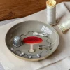 Plateau rond en émail - Champignon
